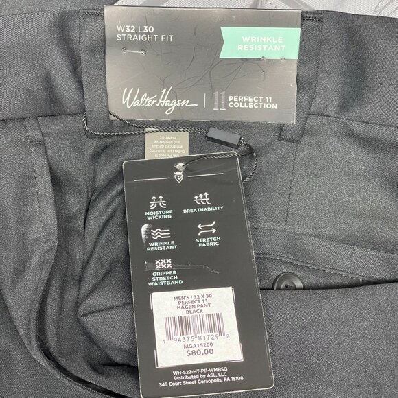 Walter Hagen Perfect 11 Black Dress Pants – Straight Fit – 32x30 – NWT - Picture 3 of 6